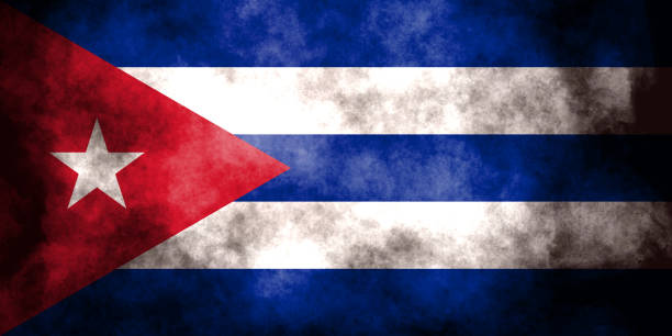 istock Closeup of grunge Cuban flag 1341630947