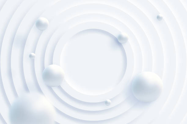 istock Top view of simple empty white circle podium stage background. Futuristic technology design. Abstract parametric interior. Blank opened 3D illustration mock-up. White building pale geometric pattern. 1341633477