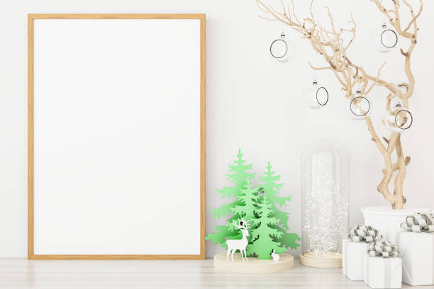 istock Mockup poster photo frame with christmas decoration 1341634415