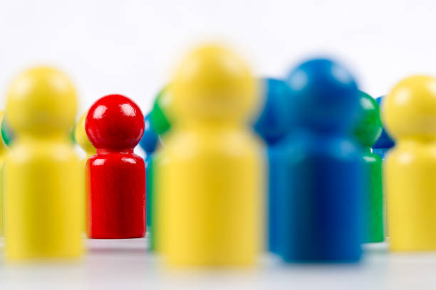 istock Game characters concepts - One figure stands apart from the group 1341637925