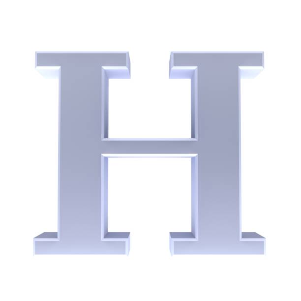 H letter silver sign alphabet text capital letter 3d rendering in high resolution for print and business presentations isolated on white background