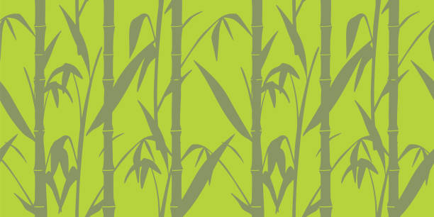 ilustraciones, imágenes clip art, dibujos animados e iconos de stock de patrón sin costuras del bosque de bambú. - bamboo bamboo shoot pattern backgrounds