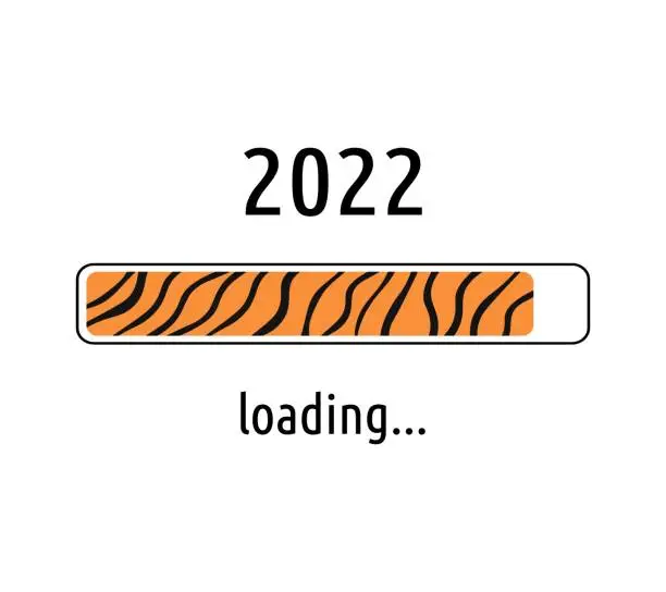 Vector illustration of Loading bar 2022. Progress of booting New year 2022. Tiger stripes design. Vector. Party countdown for website, poster or banner