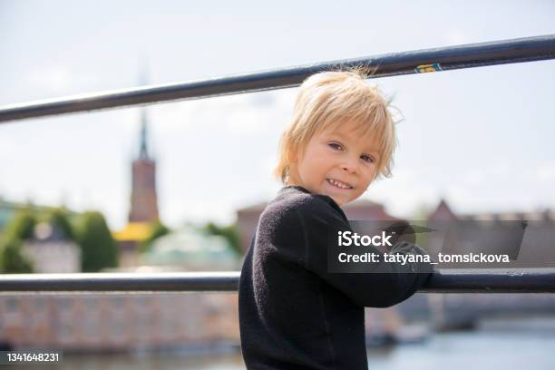 Young Preschool Child Visiting City Of Stockholm With His Family Sweden Stock Photo - Download Image Now