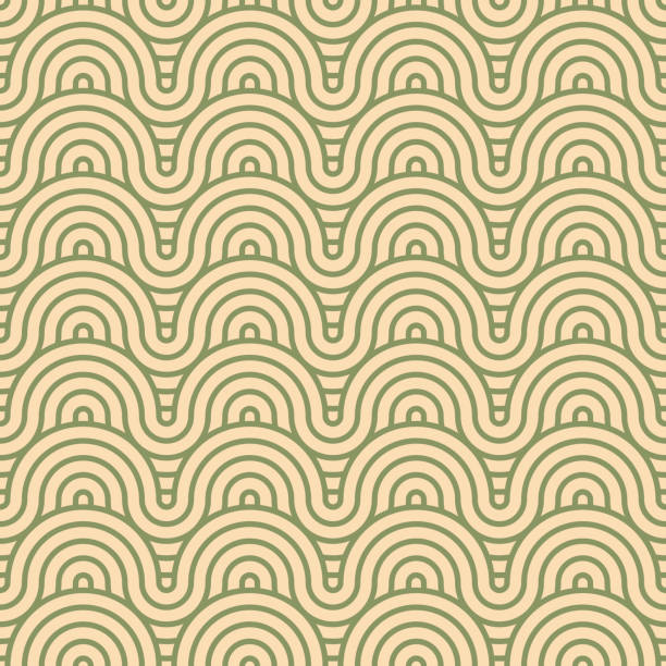 Asian style mandala seamless pattern. Geometric seamless ornaments for fabric, textile, paper background. Japanese motif wavy mandala pattern design. 正方形 stock illustrations