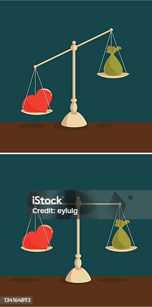 Love Vs Money Stock Illustration - Download Image Now - Heavy, Lightweight, Scale