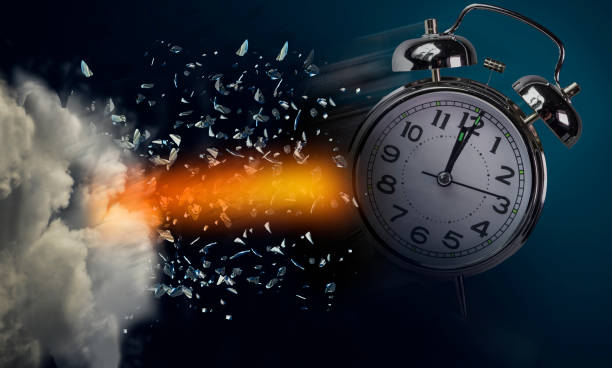 istock time clock fast running missile breaking in  flying pieces time pass memory loss future new era feelings  dispai psychology 1341652069