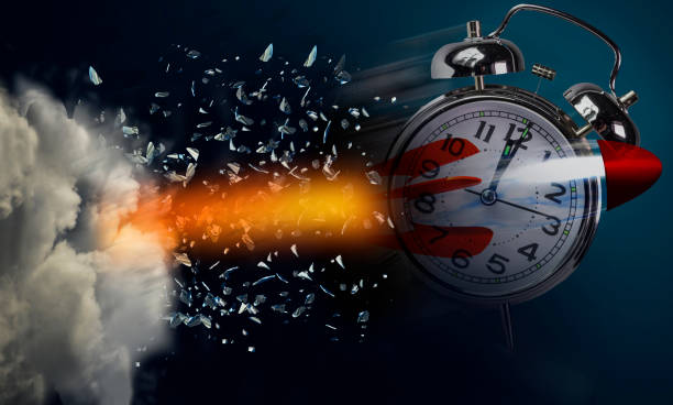 istock time clock fast running missile breaking in  flying pieces time pass memory loss future new era feelings  dispai psychology 1341652070