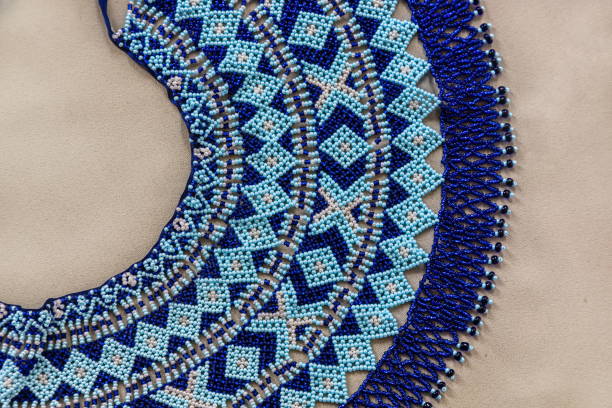 traditional clothes and beaded jewelry. traditional ornaments and patterns. handmade.