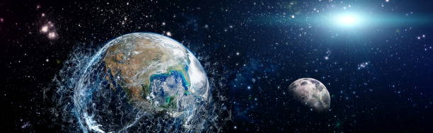 istock Earth cryptocurrency and blockchain and IoT.Communication technology for internet business. Global network with telecommunication on earth.Elements of this image furnished by NASA 1341657121
