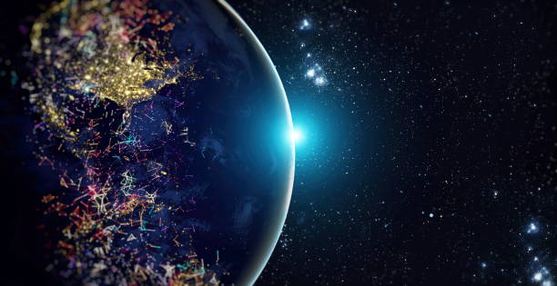 istock Global world network and telecommunication on earth , Technology for internet business.Elements of this image furnished by NASA 1341658005