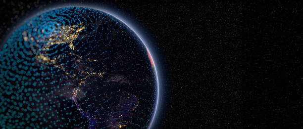 istock Global world network and telecommunication on earth cryptocurrency and blockchain and IoT. Elements of this image furnished by NASA 1341658215
