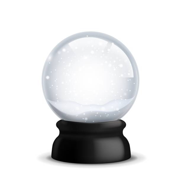 istock Crystal with snow. Christmas and New Year realistic snowy globe. Xmas magical ball with falling snowflakes. Blank transparent sphere. Winter souvenir toy template. Vector illustration 1341663075