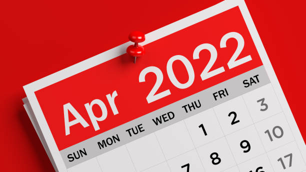 istock Red and white-colored April calendar page. 1341663371
