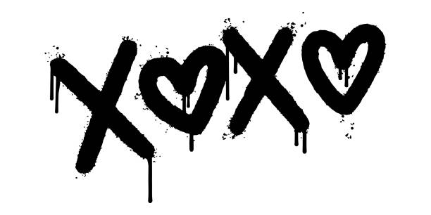 ilustrações de stock, clip art, desenhos animados e ícones de graffiti xoxo word sprayed isolated on white background. sprayed xoxo font graffiti. vector illustration. - spray paint vandalism symbol paint