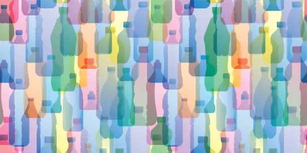 Vector illustration of Bottled Water Plastic Bottles Waste Recycling Environmental Hazard Background