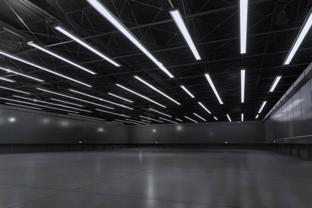 istock Empty hall exhibition centre.The backdrop for exhibition stands, booth,market,trade show.Conversation for activity,meeting.Arena for entertainment,event,sports.Indoor  for Factory,showroom.3d render. 1341673771