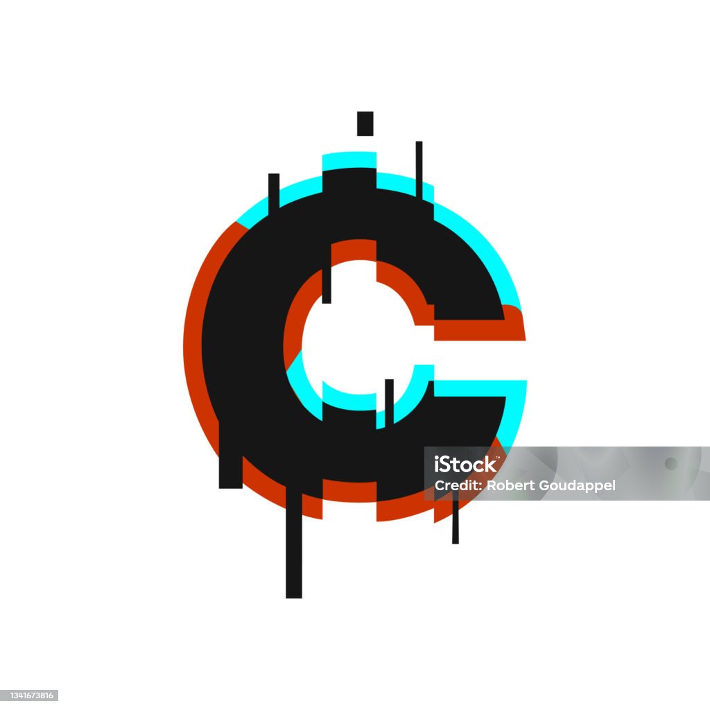 Distorted Letters C Vector Logo Letter C Glitch Distortion Vertical Stock Illustration ...