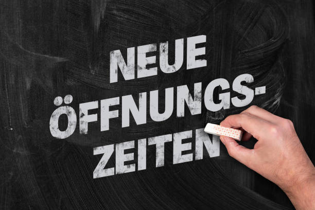 new opening hours in German on blackboard