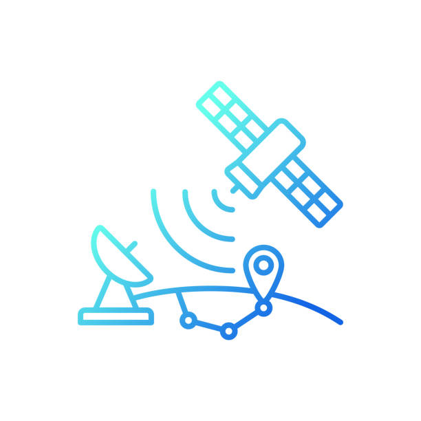 ilustrações de stock, clip art, desenhos animados e ícones de global positioning system gradient linear vector icon - satellite global positioning system surveillance satellite dish