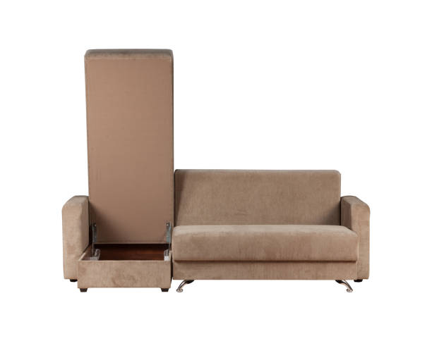 istock Beige brown sofa isolated on white background 1341682988