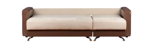 istock Modern beige and brown sofa isolated 1341683524