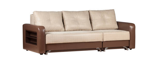 istock Modern beige and brown sofa isolated 1341683530