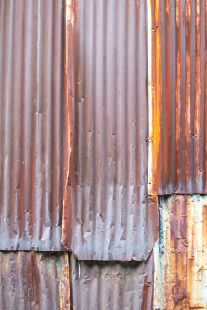 texture of old rusty zinc and wood plank