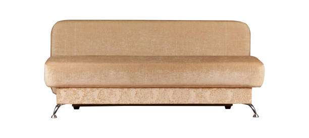 istock Beige sofa with cushions isolated on white 1341683734