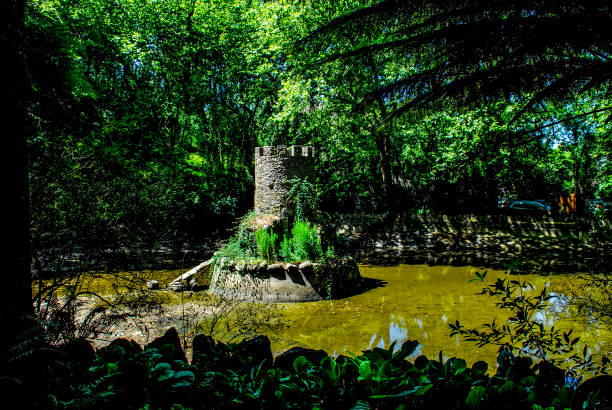 One of the many gardens/fountains located at the Parque da Pena in Sintra Portugal.  The paths throughout the park lead up to the Pena Palace.
