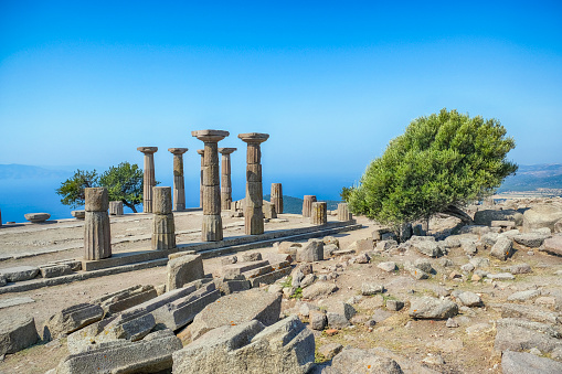 Ruins of the Temple of Athena in Assos, Çanakkale, Turkey