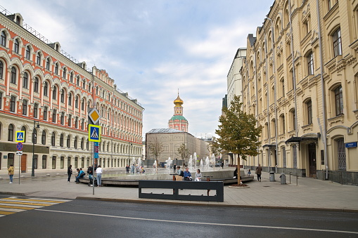 Moscow, Russia - September 12, 2021: View of the Exchange Square