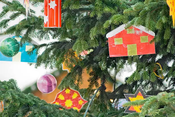Background Image of amazing fairy handmade gifts in Christmas’eve market in Saltsburg-Hellbrunn, Austria.