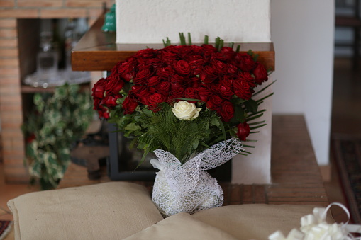 Bunch of flowers made up of red roses