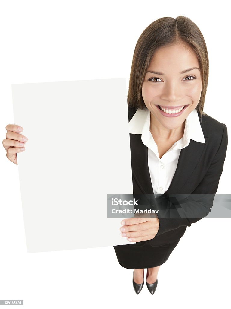 Business-Frau mit Schild - Lizenzfrei Geschäftsleute Stock-Foto