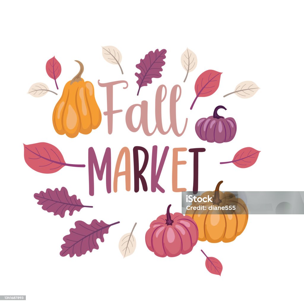 Fall Business Graphics Fall Market Typography With Autumn Elements Stock Illustration ...