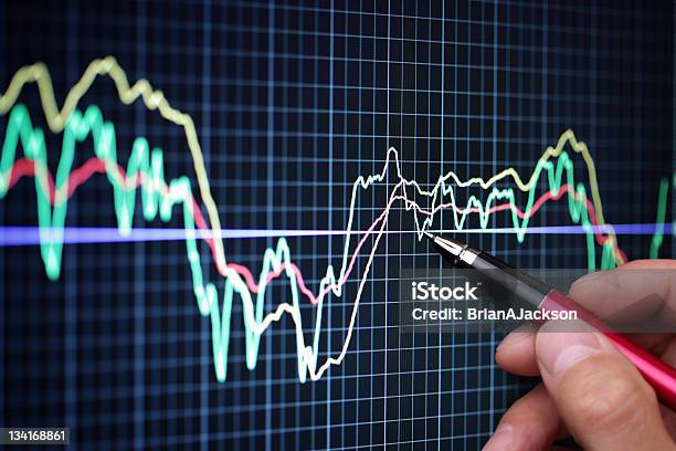 Mercado Analisar No Ecrã Lcd - Fotografias de stock e mais imagens de Comparação - Comparação, Dado de Bolsa de Valores, Valores e Ações