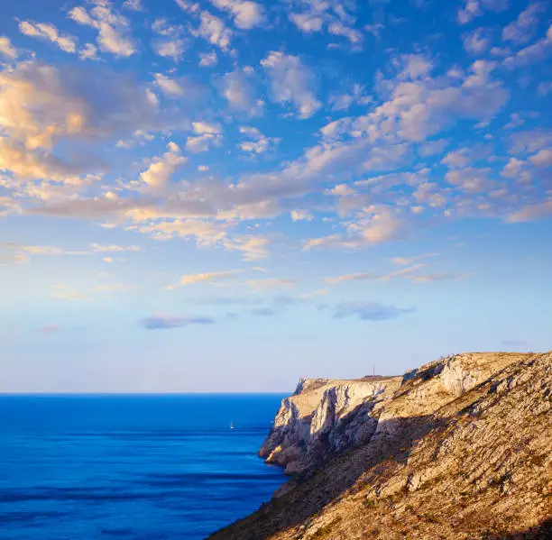 Aerial Denia San Antonio Cape from las Rotas in Alicante Spain Mediterranean