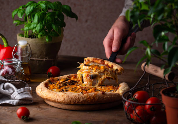 istock Traditional Italian pizza with cheese and mushrooms 1341690167