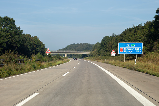 Traffic on german Autobahn A 57 nearby the border to the Netherlands