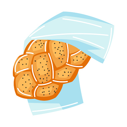 Illustration of challah. Shabbat Shalom religious object. Jewish symbol. Judaism concept image. Celebration traditional item.