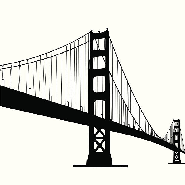 golden gate bridge vector illustration of the Golden Gate Bridge golden gate bridge stock illustrations