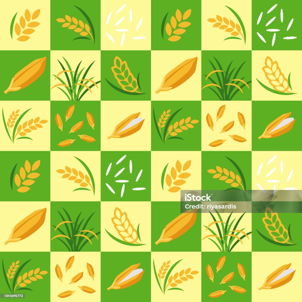Paddy Rice Design Rice Paddy Abstract Seamless Geometric Vector Pattern For Packaging ...