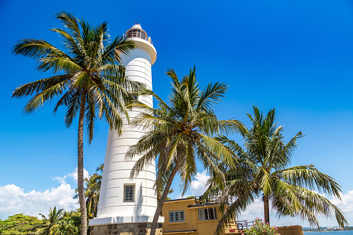 Lighthouse in Galle fort in a sunny day in Sri Lanka