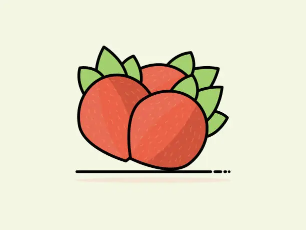 Vector illustration of Strawberries are rich in fiber, antioxidants, vitamins, and minerals, which help maintain a healthy gut. Antioxidants aid in the absorption of key nutrients, in addition to protein and iron.