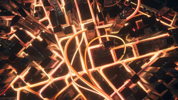 istock Cityscape With Pulsating Traffic, Long Exposure Look 1341697961