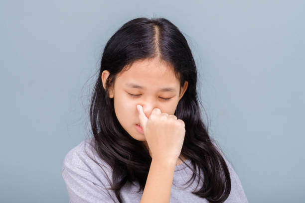 Girl Have a Stuffy Nose stock photo
