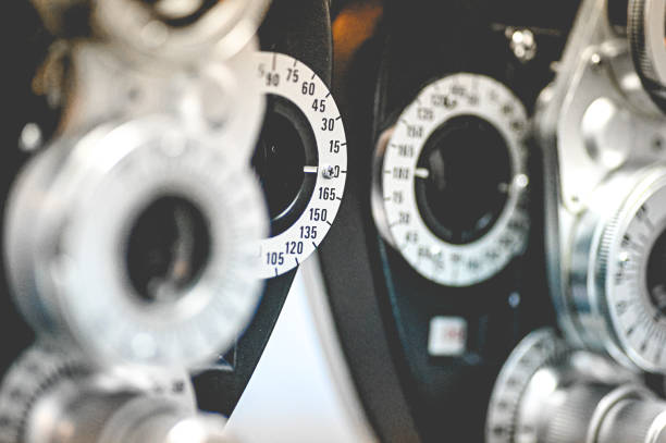istock Optometrist office, close up of optometry equipment 1341699240