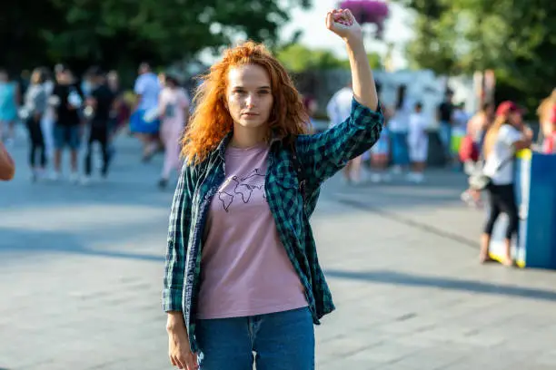 Female protestor
