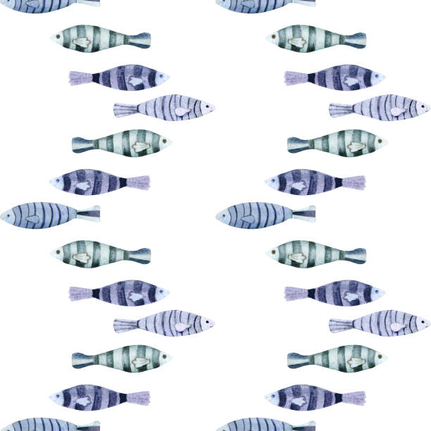 ilustrações, clipart, desenhos animados e ícones de padrão com peixe simples. - white background water studio shot textured